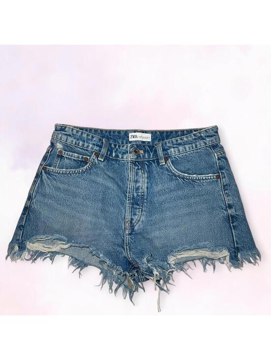 Zara Pants - Zara Cotton Denim Jean Shorts Size 6 Four Button Front Clean Girl Minimalist